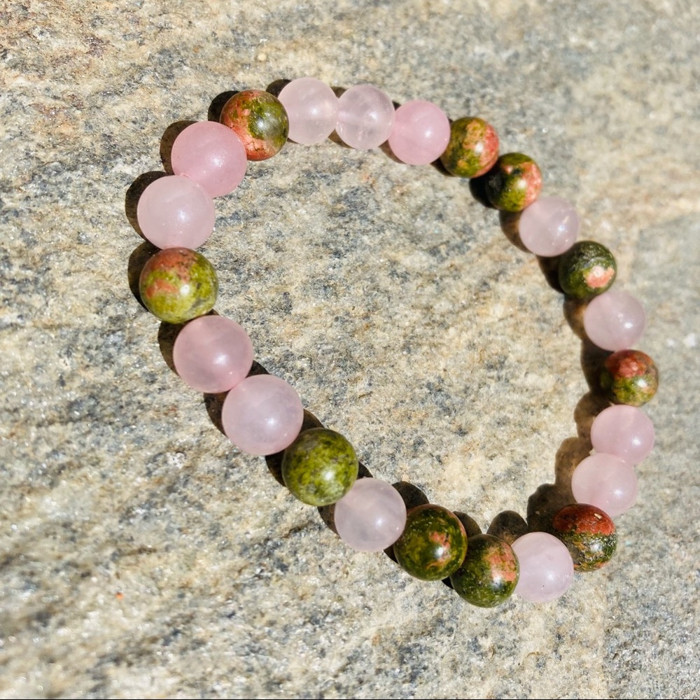 Unakite & Rose Quartz Gemstone Beads